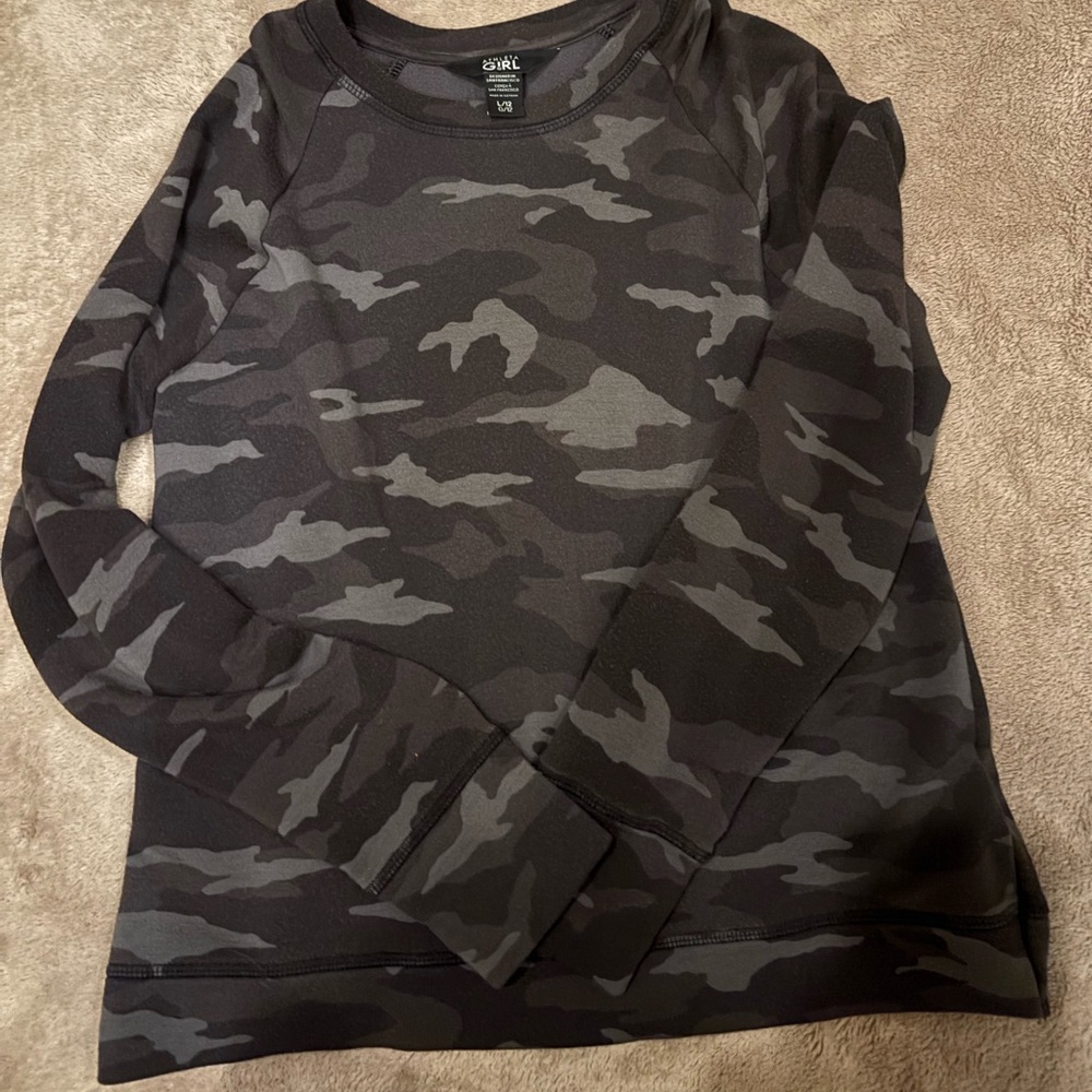 Athleta Girl Black Camouflage Top